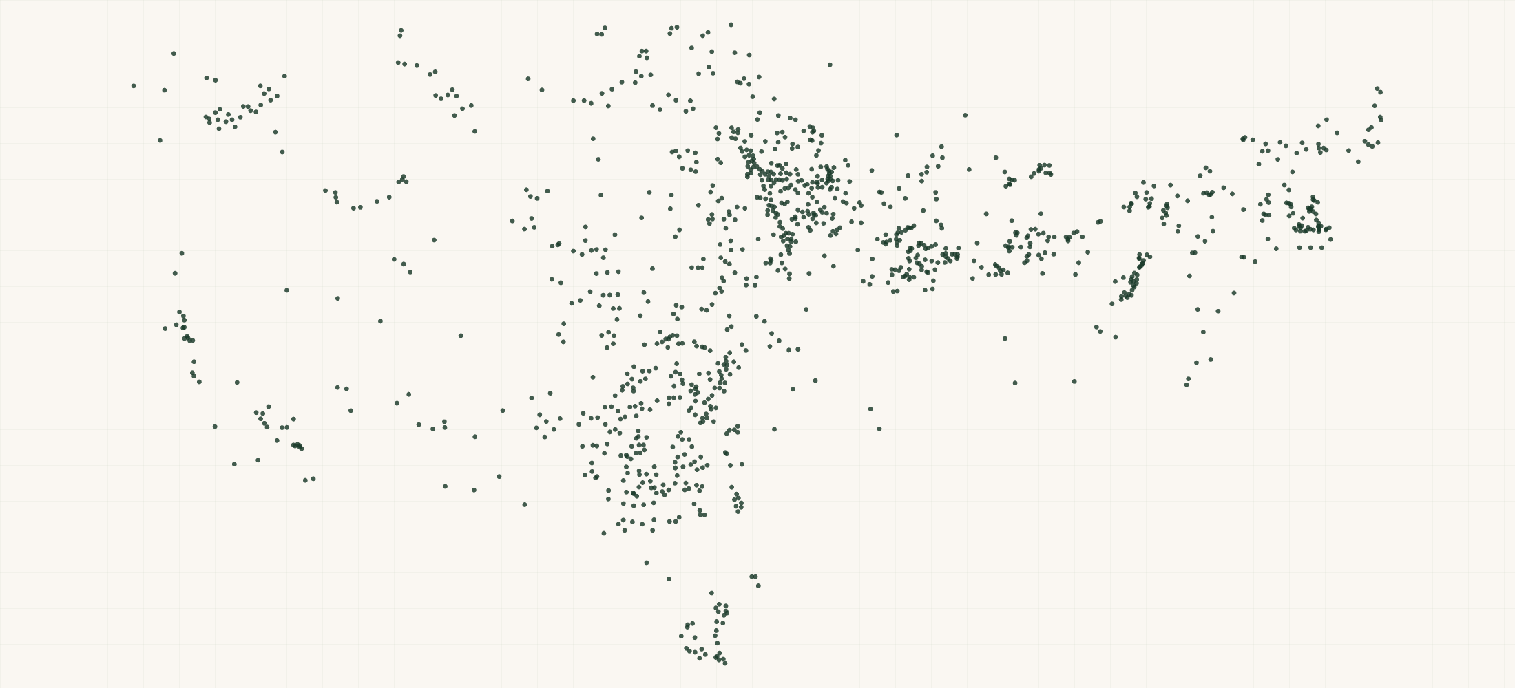 Map of where the U.S. Wind Power Projects (USGS Wind Turbine Database) are