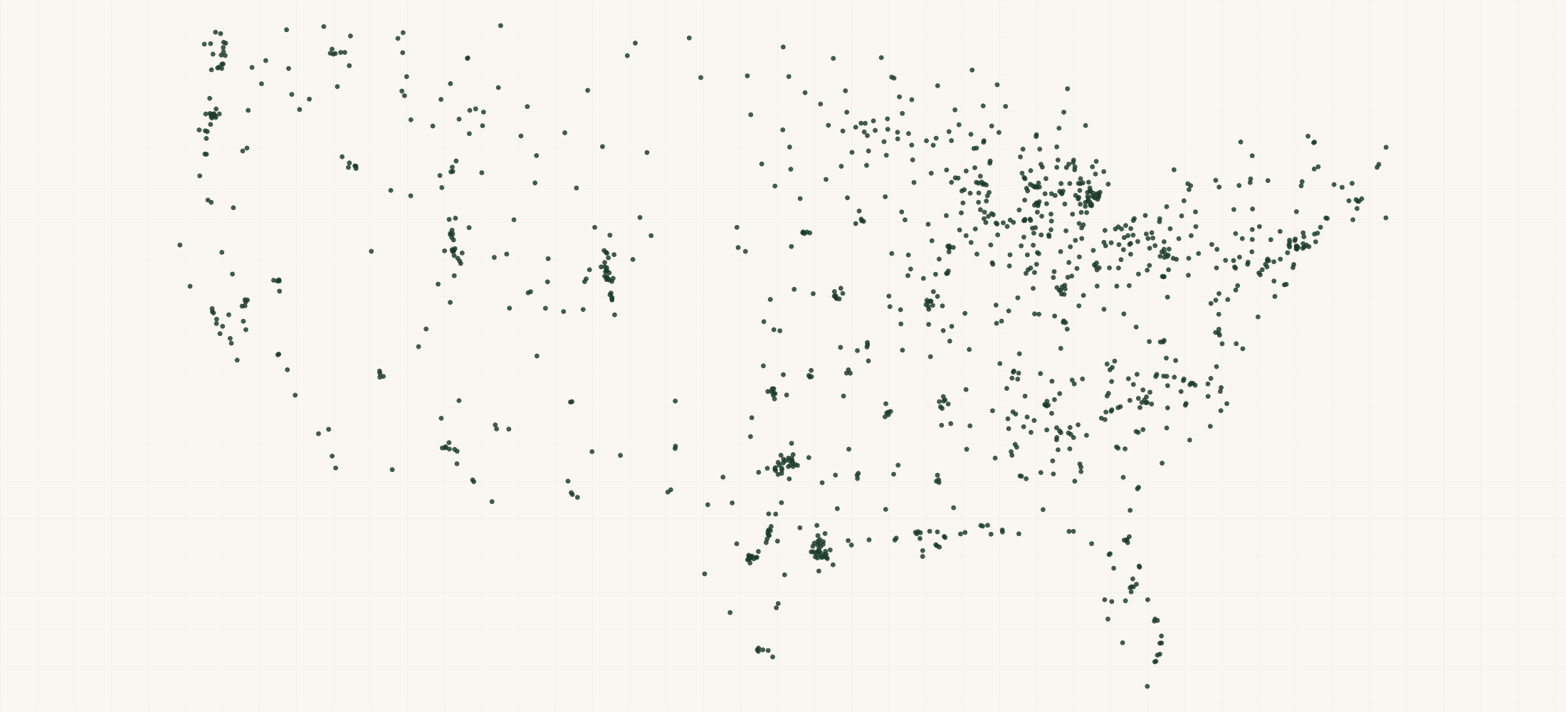 Map of where the Vanguard Retailers are