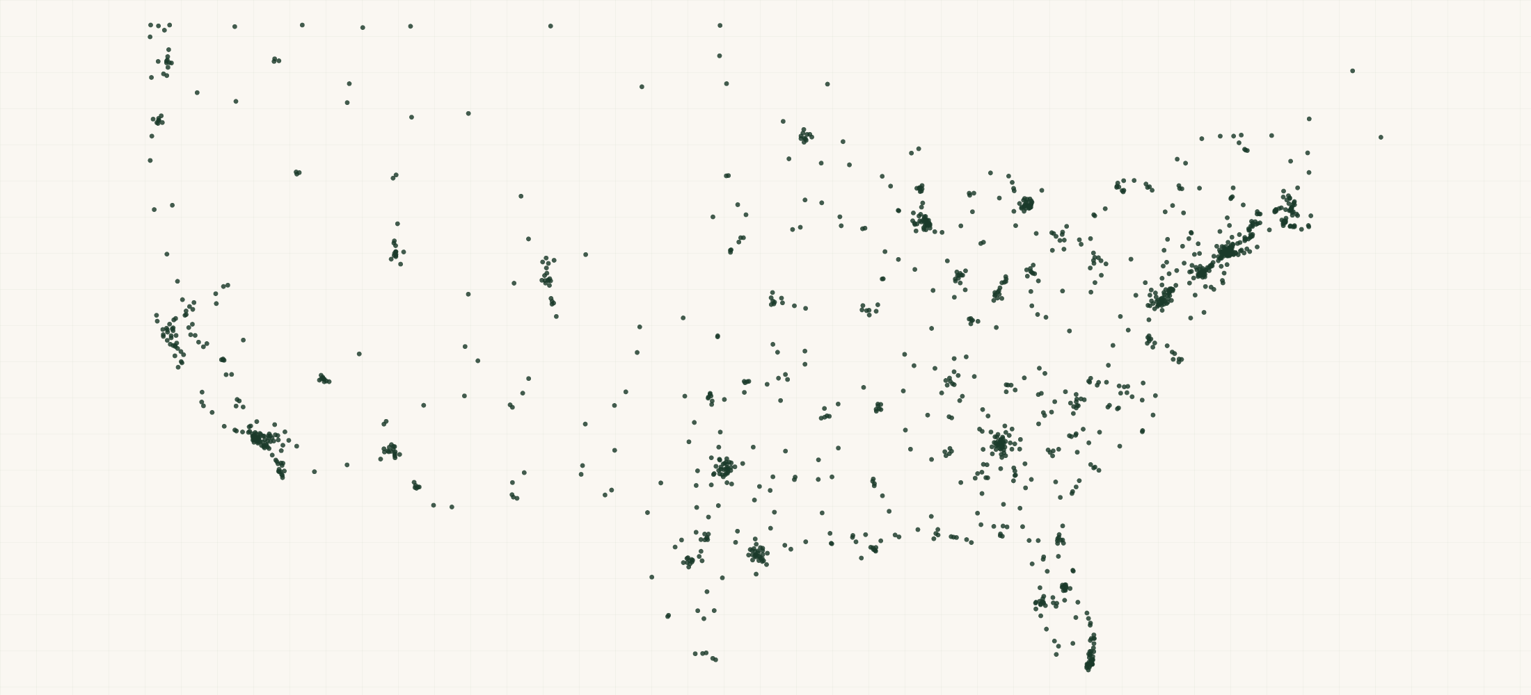 Map of where the Vans Retailers are