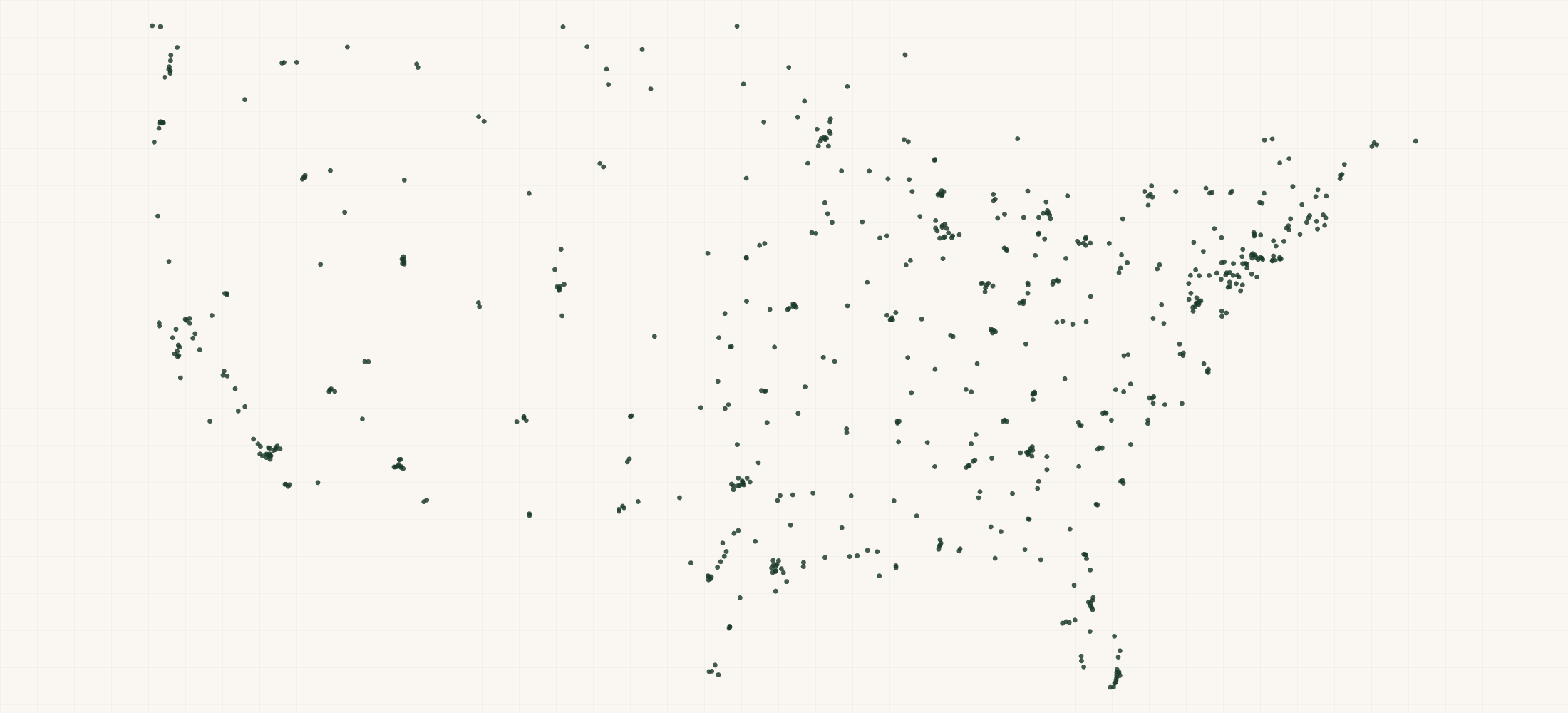 Map of where the Veeder-Root Service Contractors & Distributors are
