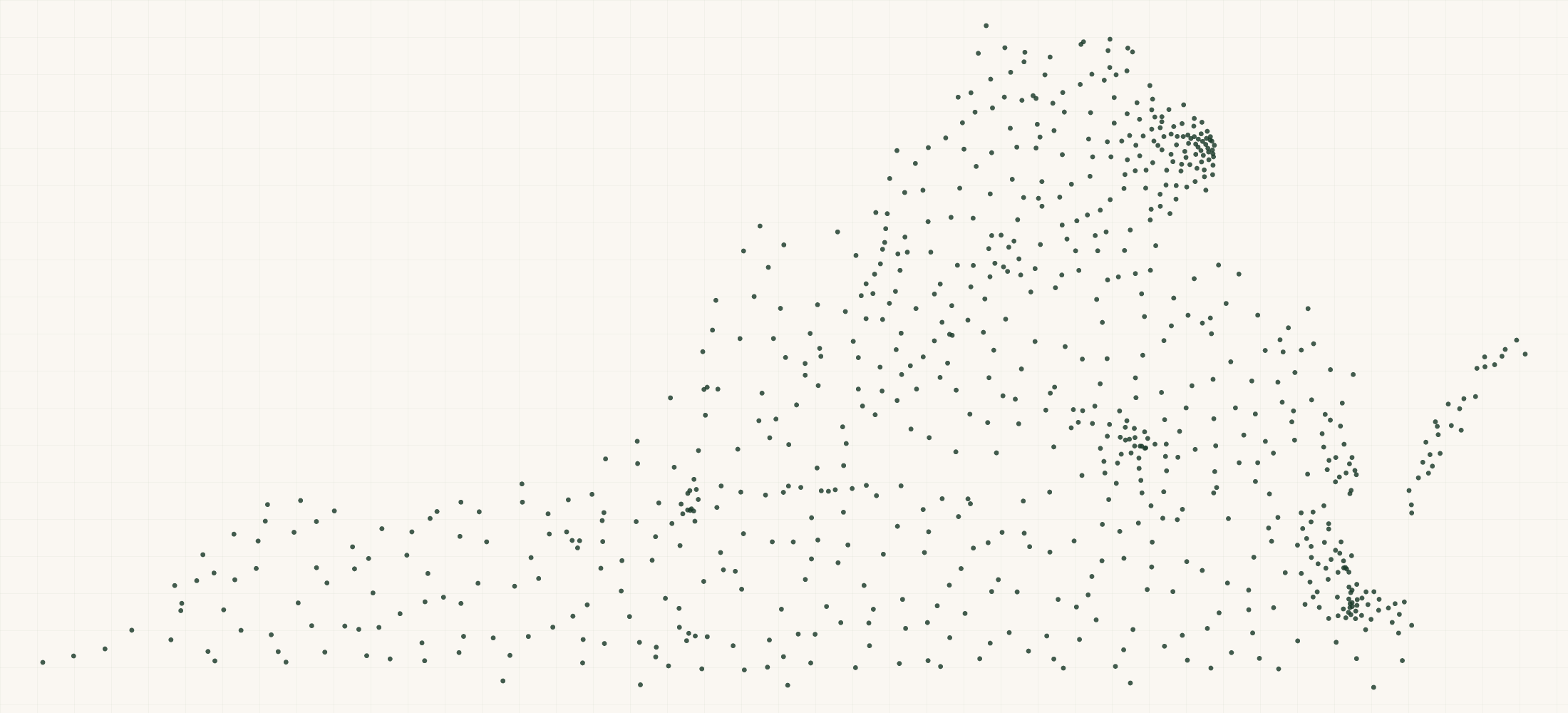 Map of where the Virginia Federal Contractors are