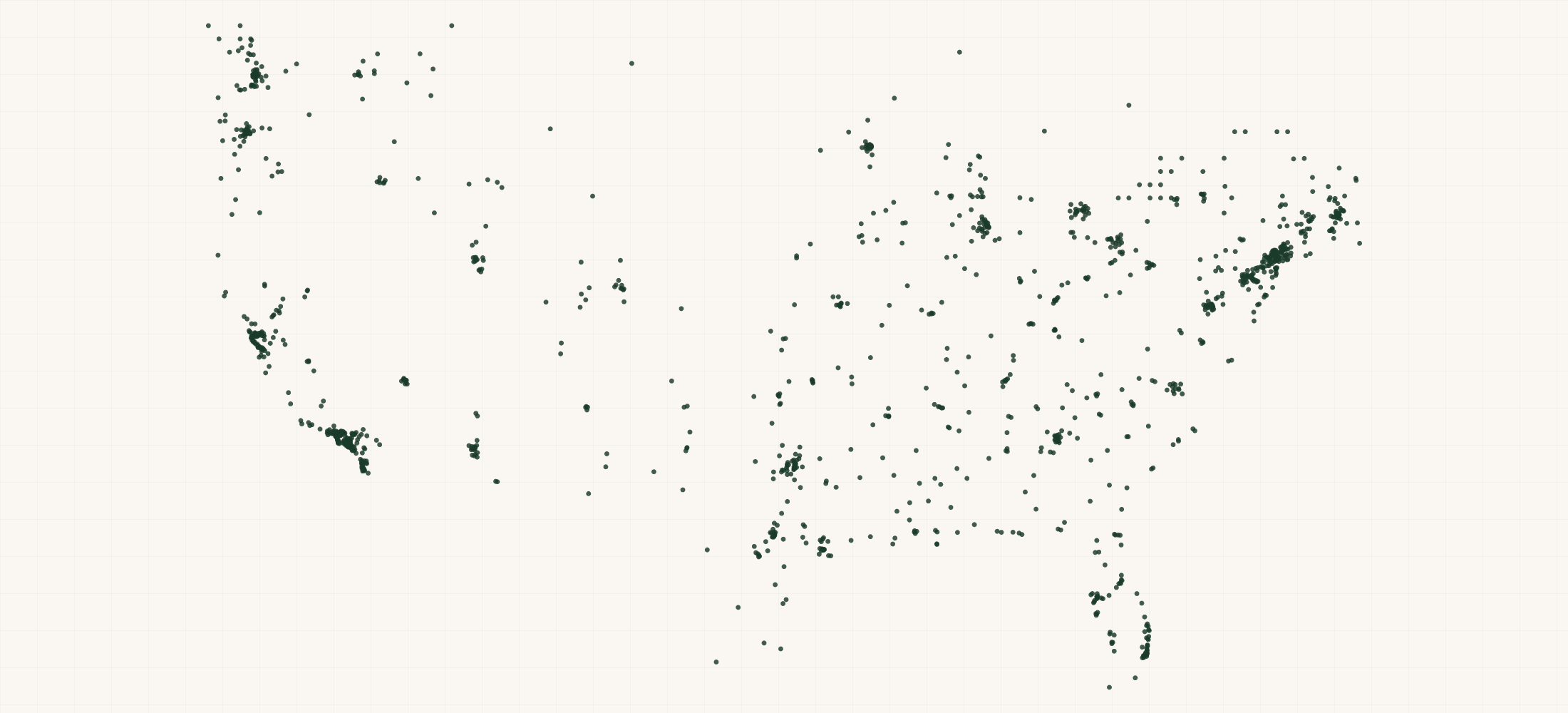 Map of where the Voluspa Retailers are