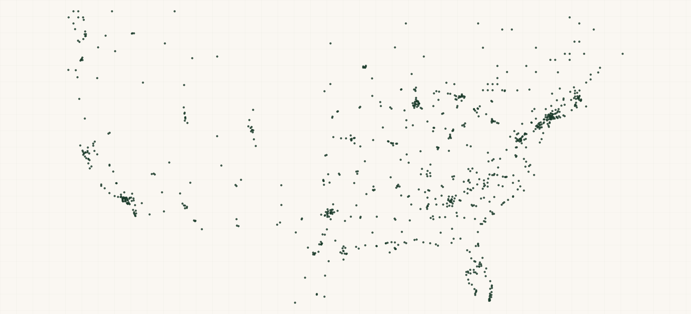 Map of where the Wacoal Retailers are