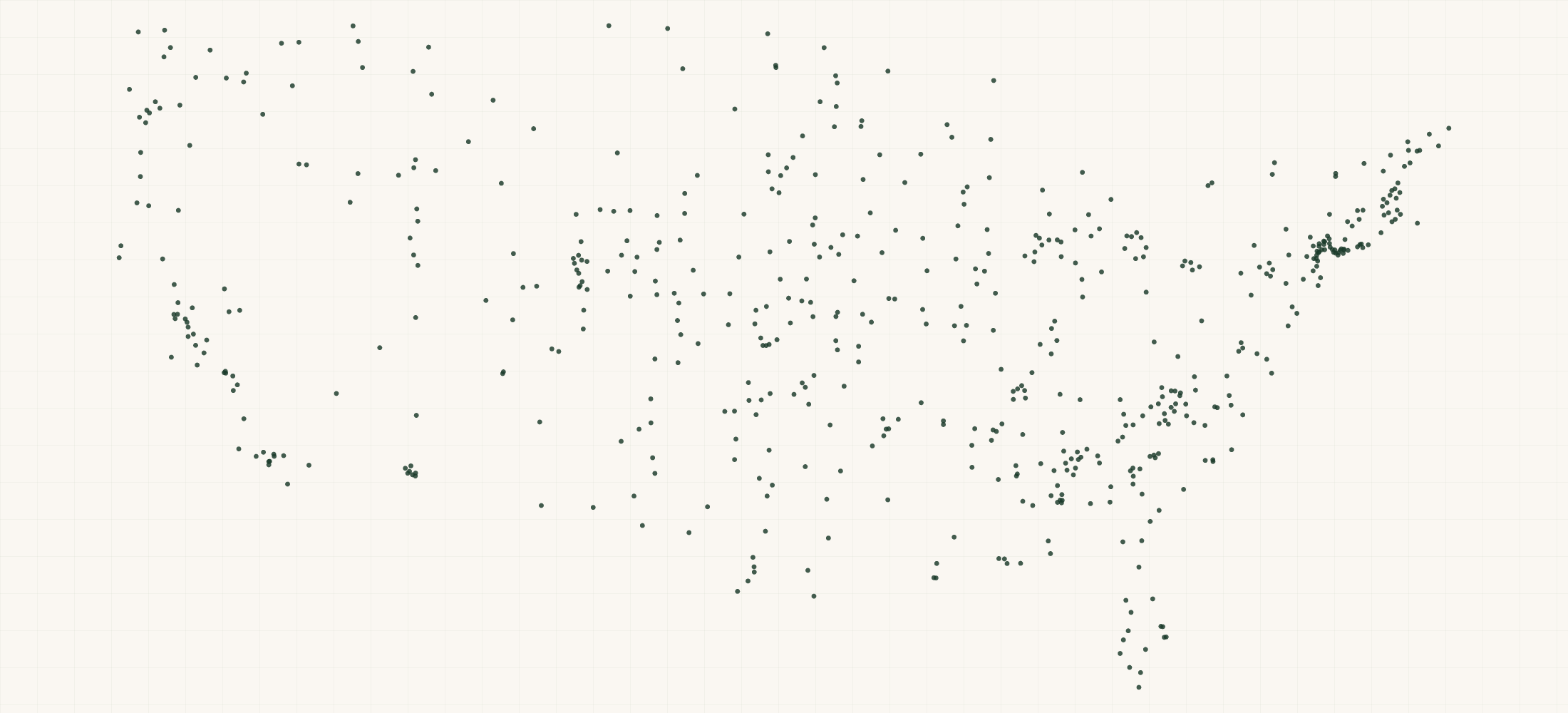 Map of where the Walker Mowers Dealers are