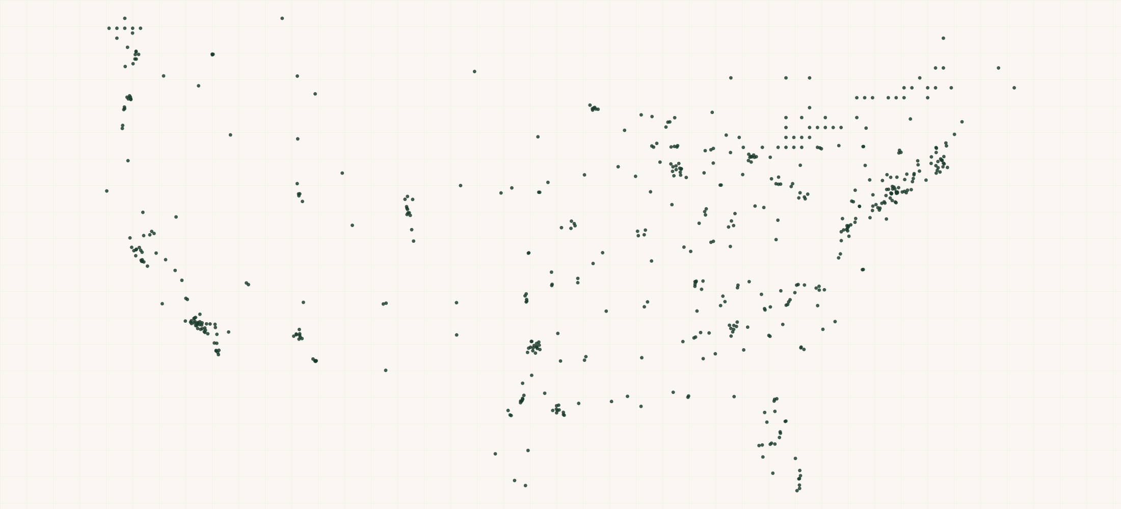 Map of where the Walrus Audio Retailers are