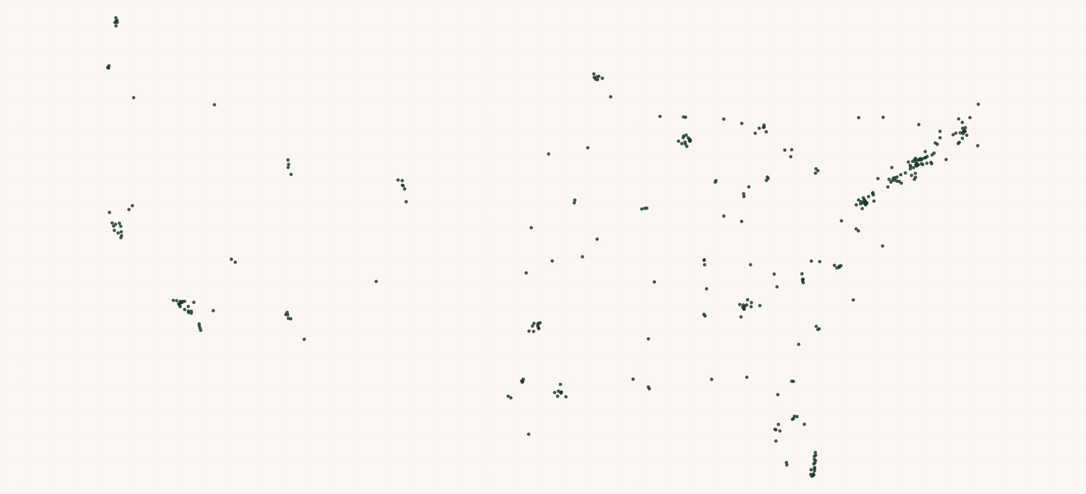 Map of where the Warby Parker Store Locations are
