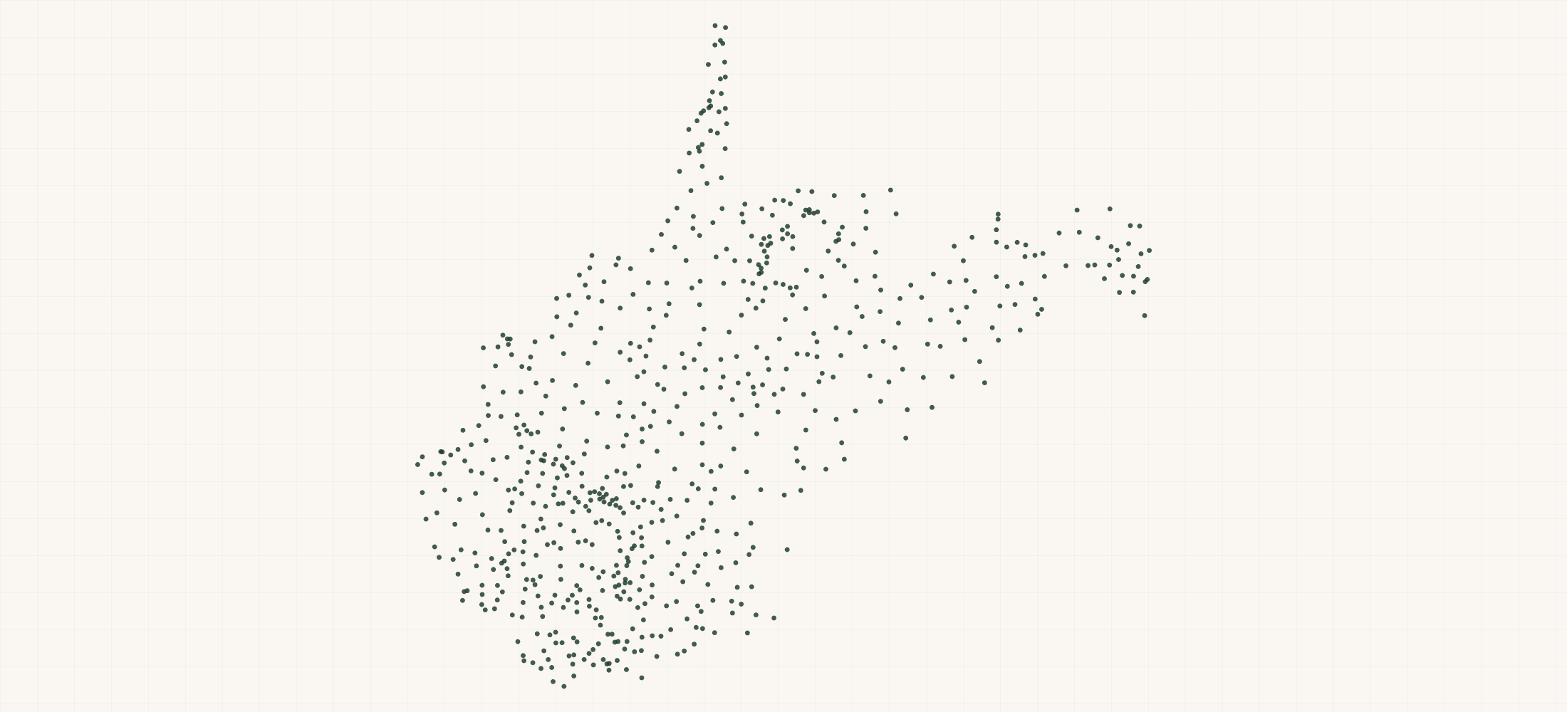 Map of where the West Virginia Nonprofits are