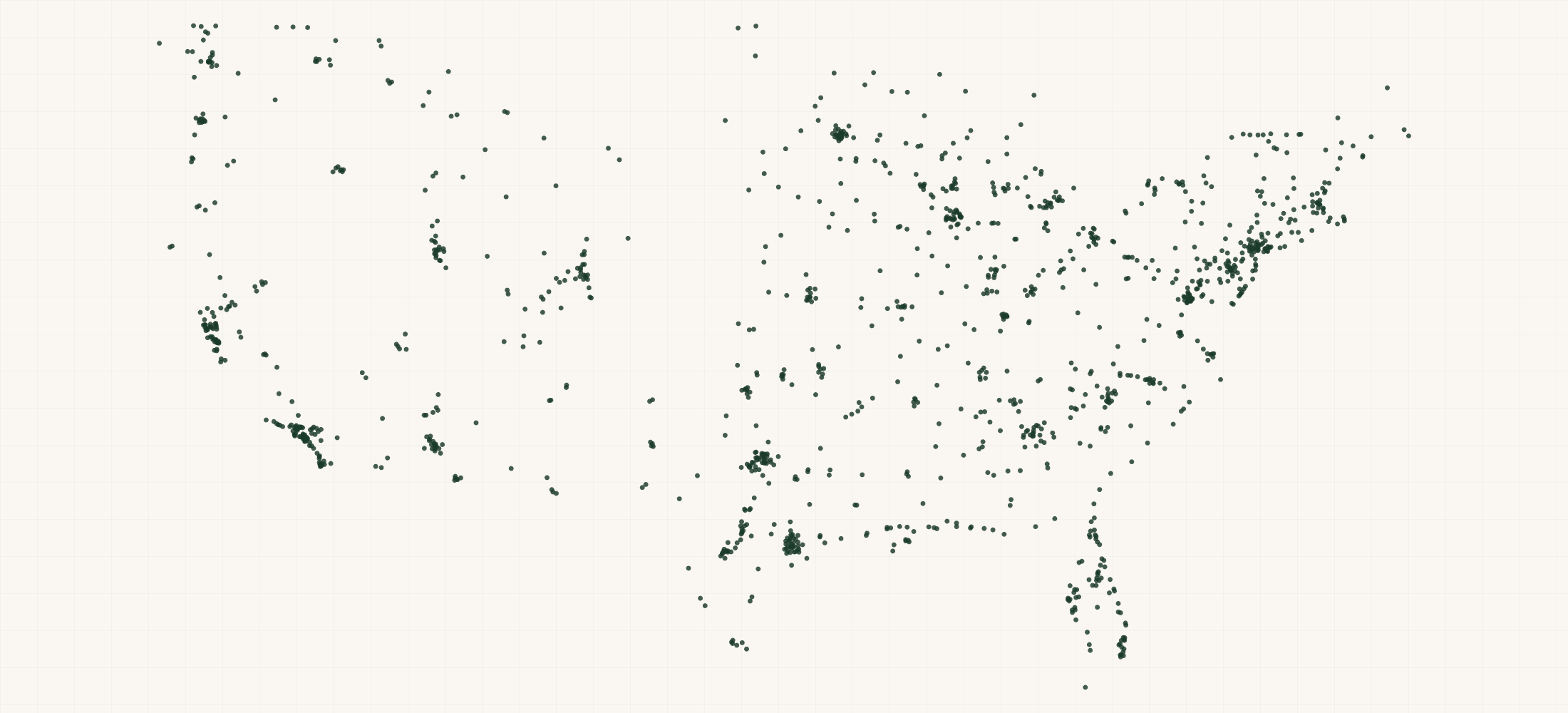 Map of where the White Lightning Retailers are