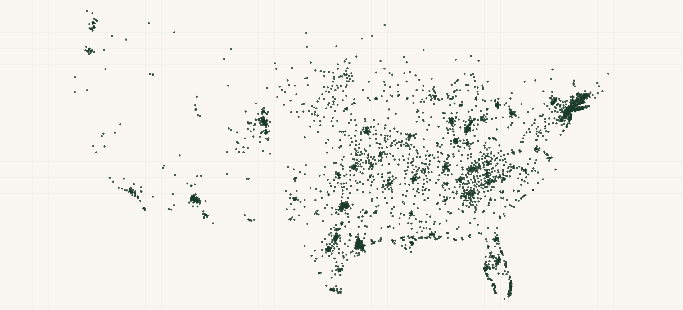 Map of where the White Rock Beverages Retailers are