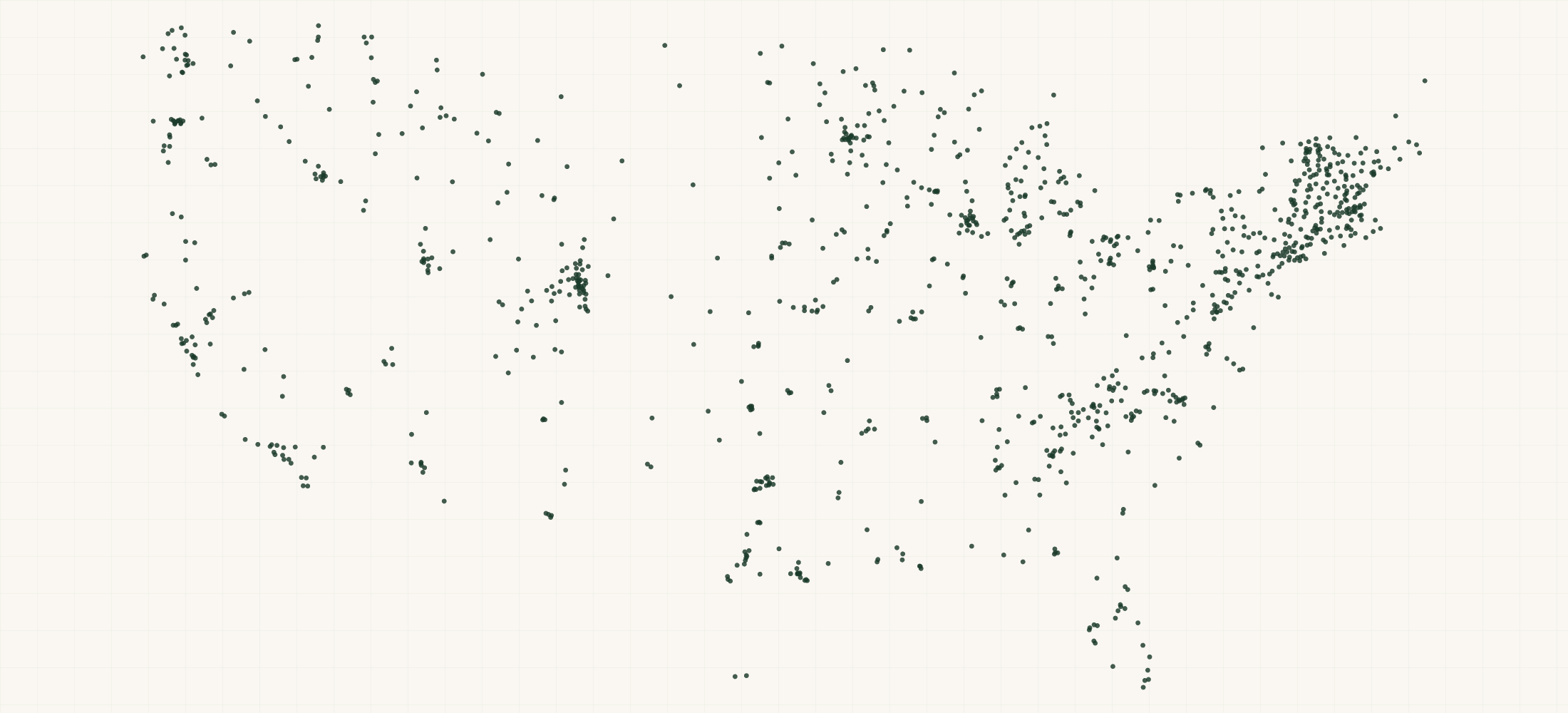 Map of where the Wide Open Retailers are