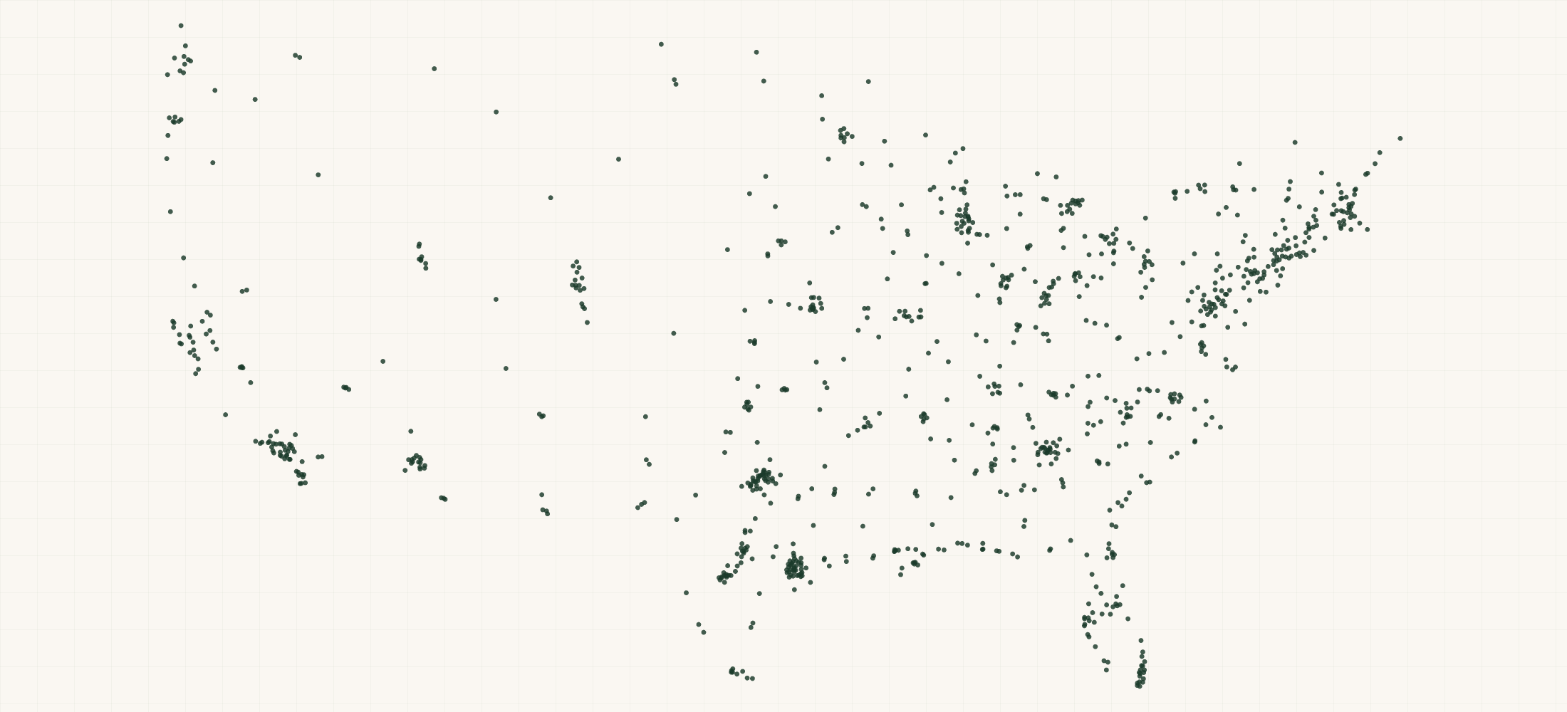 Map of where the WinCraft Retailers are