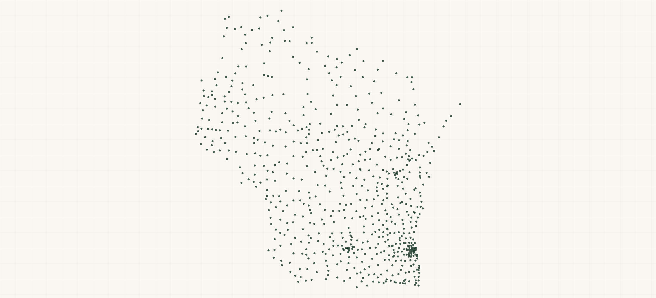 Map of where the Wisconsin Federal Contractors are