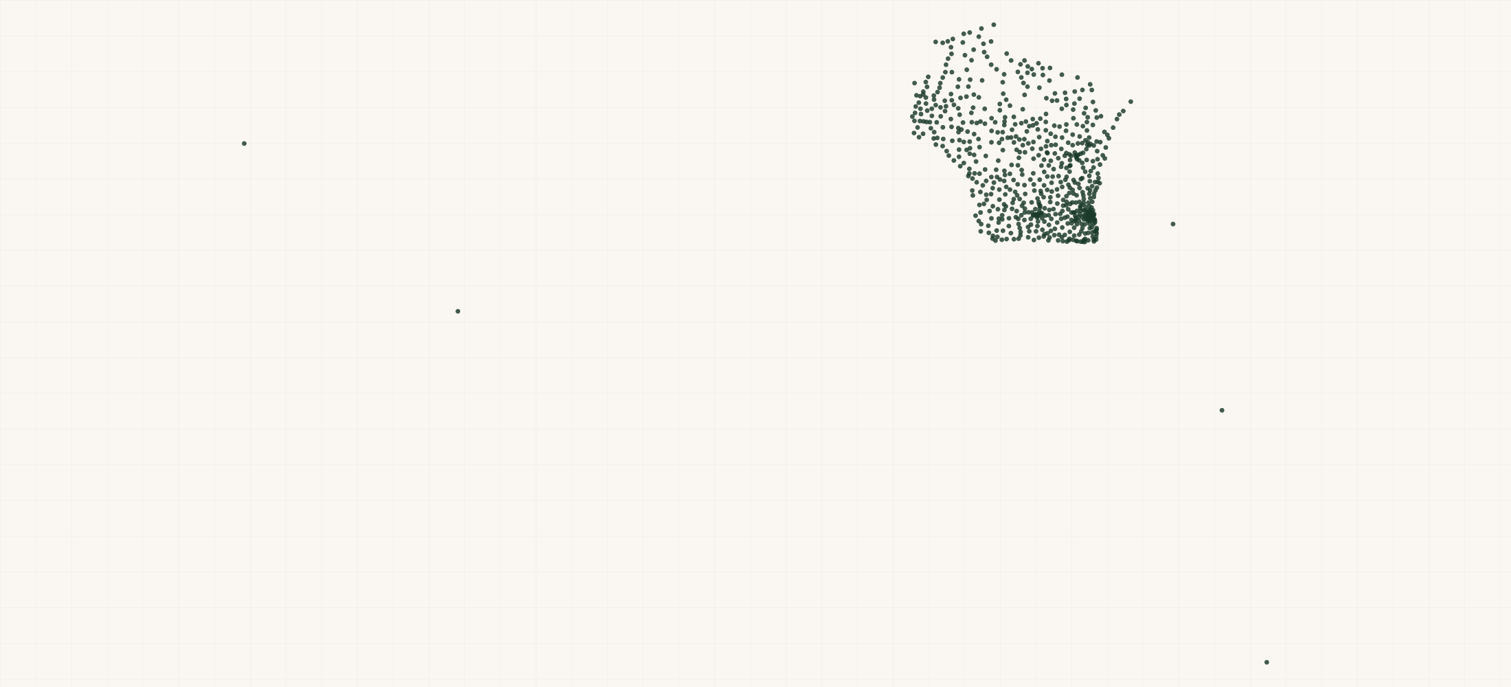 Map of where the Wisconsin Healthcare Organizations are