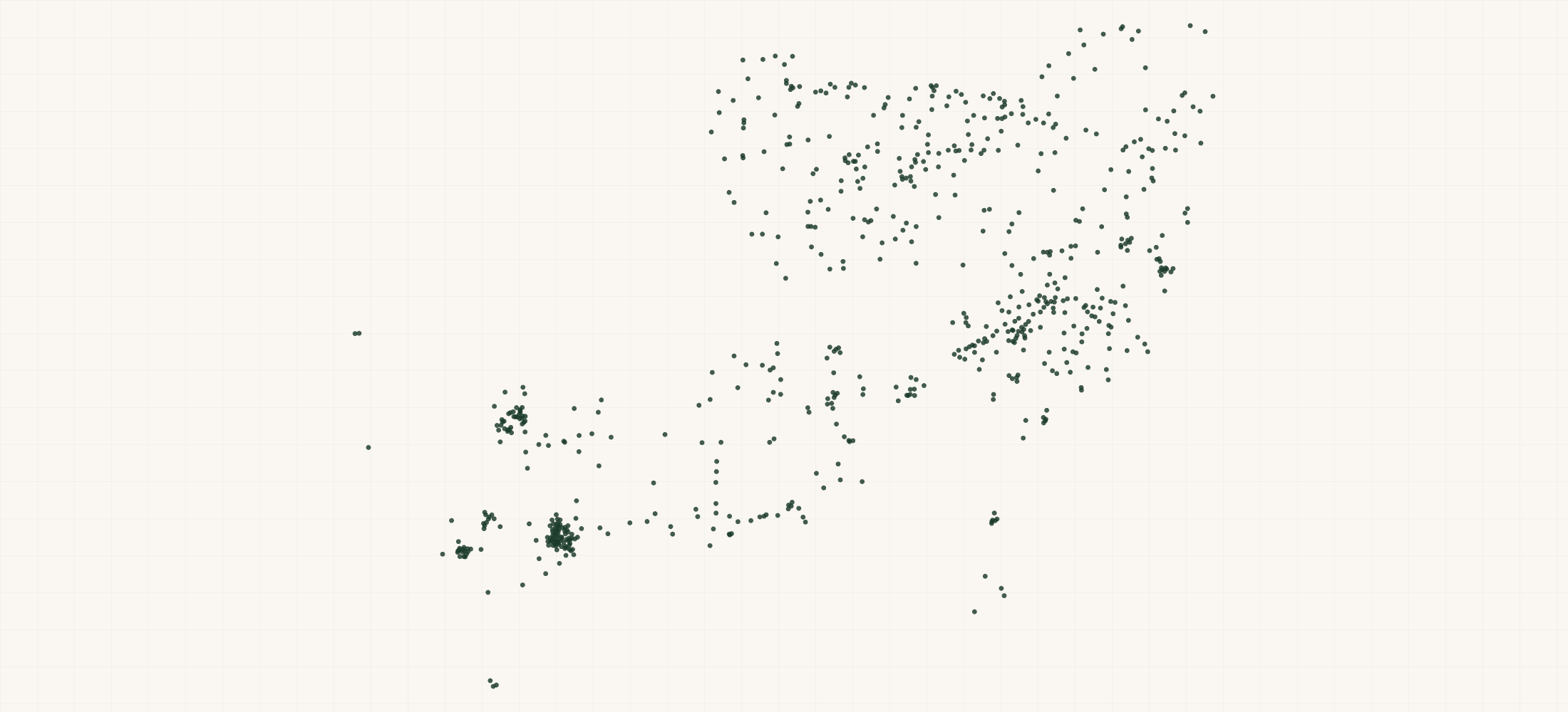 Map of where the Woodforest National Bank Branches are