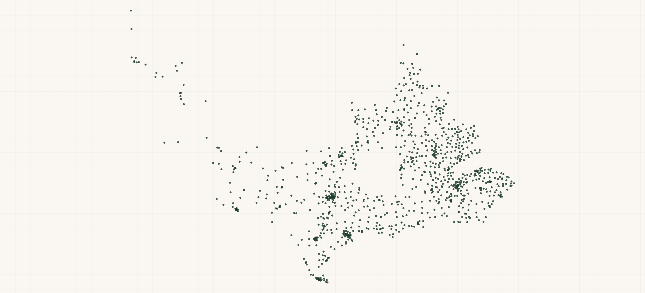 Map of where the World Finance Branch Locations are