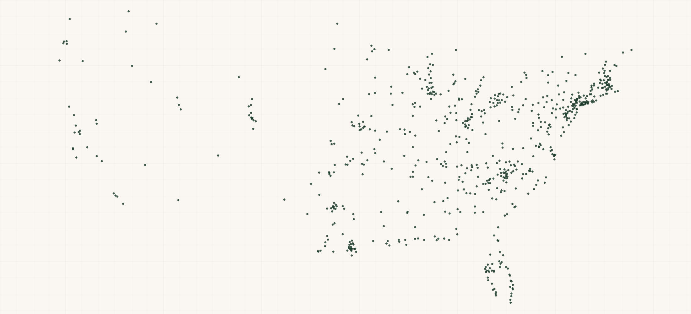 Map of where the Wright Mowers Dealers are