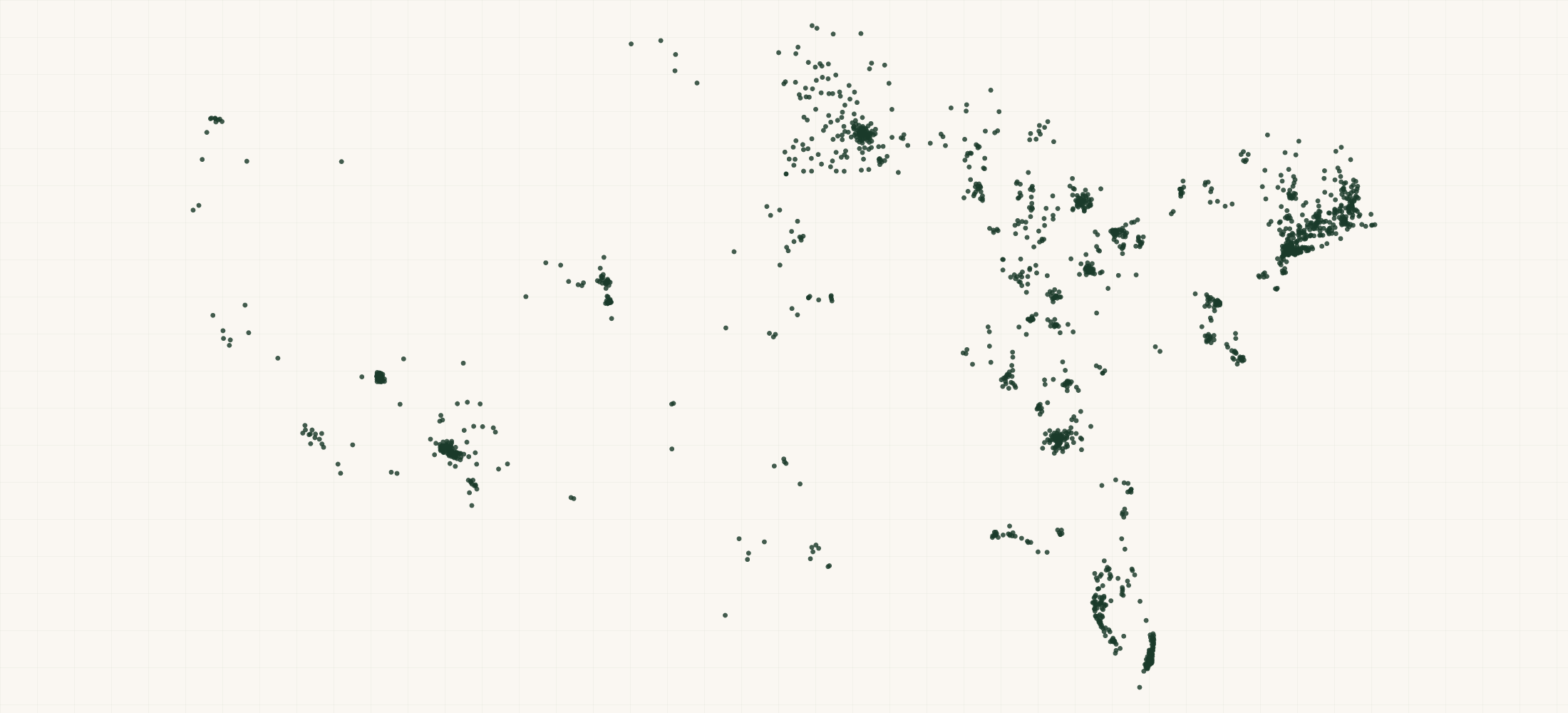 Map of where the XXI Martinis Retailers are