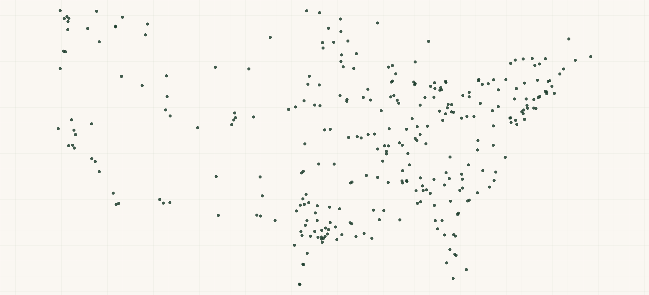 Map of where the Yanmar Compact Equipment Dealers are