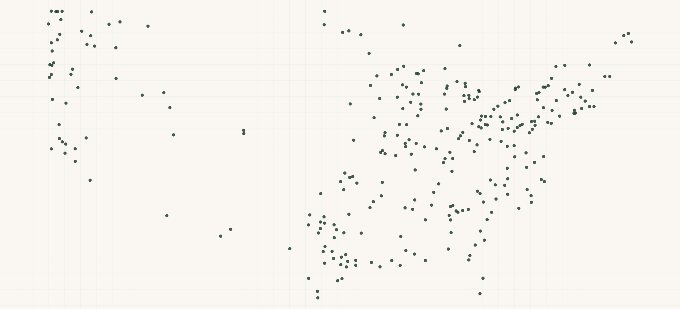 Map of where the Yanmar Tractor Dealers are