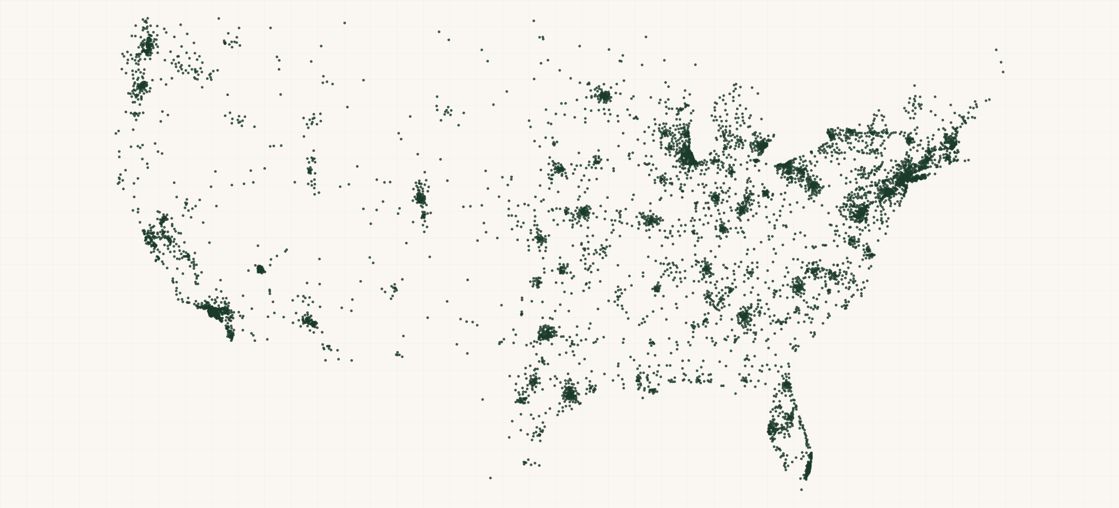 Map of where the Youth Football Leagues (USA Football League Finder) are