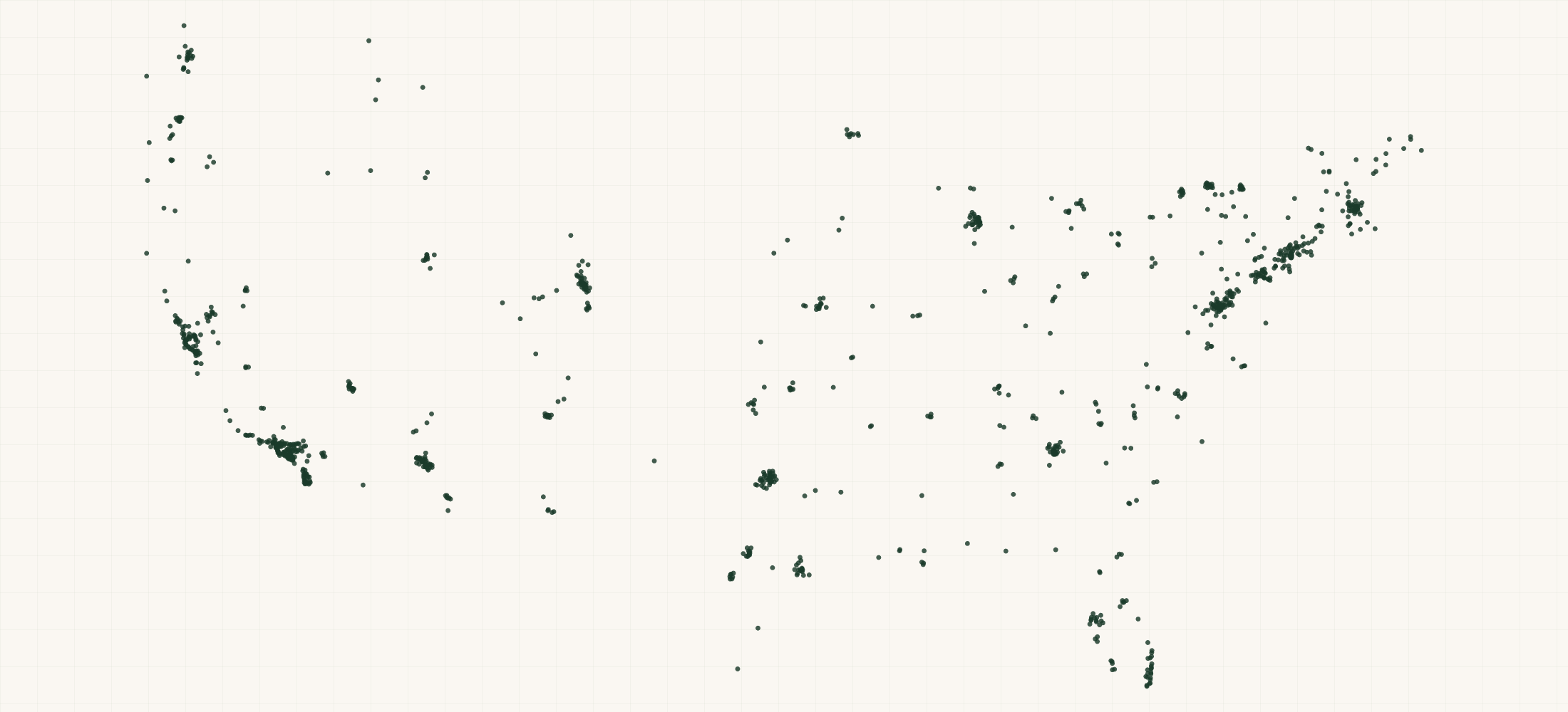 Map of where the Zack's Mighty Retailers are